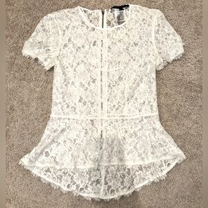 bcbg white lace top